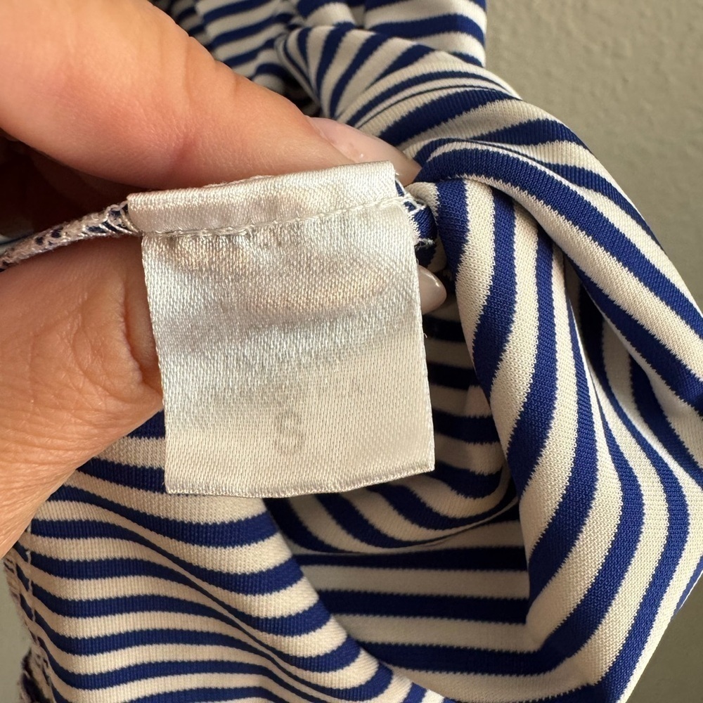Blue and White Sleeveless A-Line Mini Dress with Lace. Size small - Picture 12 of 12